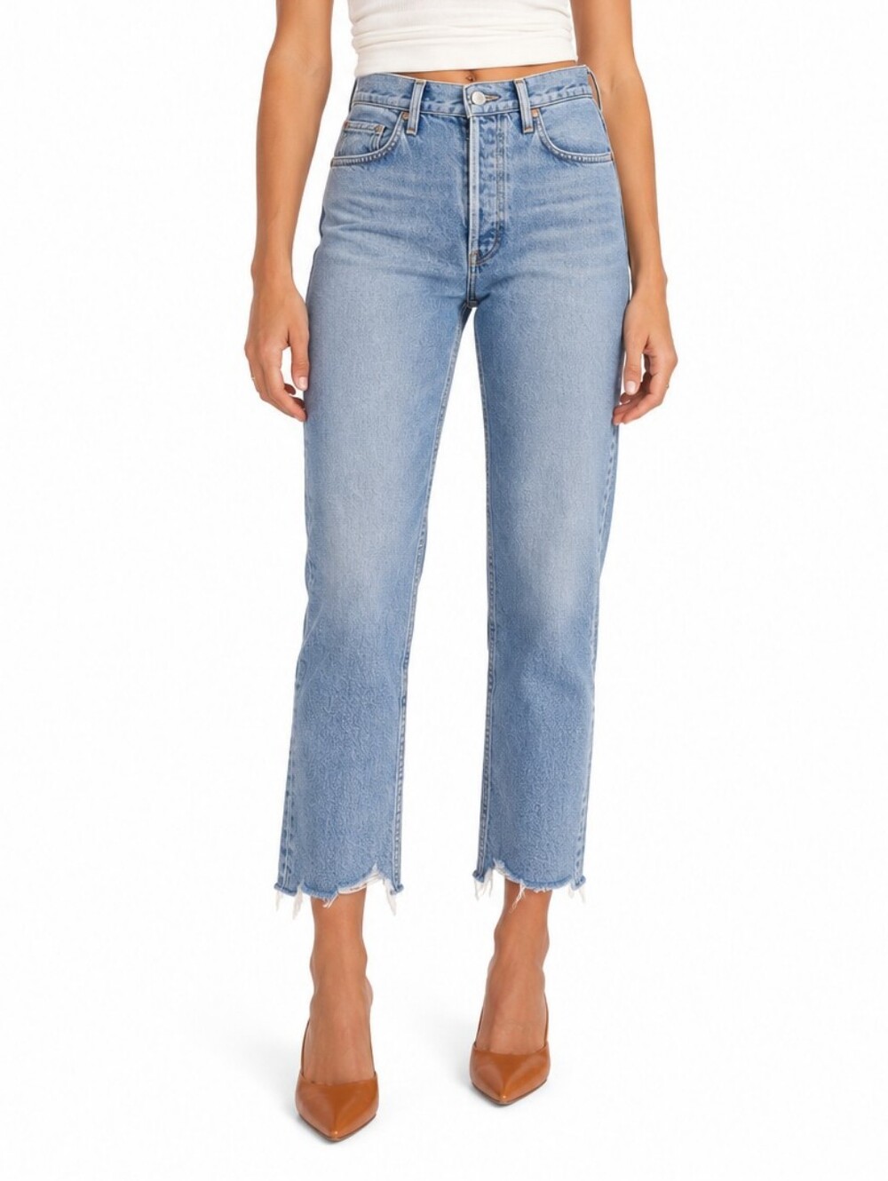 AGOLDE Riley High Rise Straight Crop Jeans Haven Light Wash Size 26
